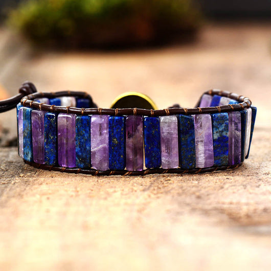 Lapis Lazuli and Amethyst Wrap Bracelet for Elegant and Spiritual Style