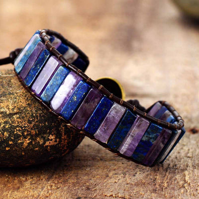 Lapis Lazuli and Amethyst Wrap Bracelet for Elegant and Spiritual Style