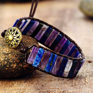 Lapis Lazuli and Amethyst Wrap Bracelet for Elegant and Spiritual Style