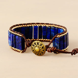 Elegant and Trendy Bohemian Wrap Bracelet in Lapis Lazuli