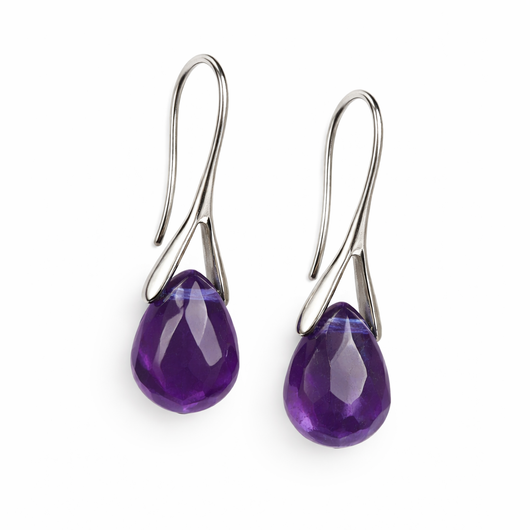 Elegant natural amethyst gemstone earrings