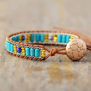 American Turquoise Bohemian Bracelet with Happiness Beads