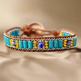 American Turquoise Bohemian Bracelet with Happiness Beads