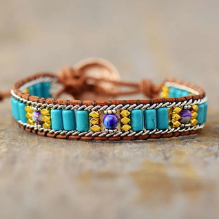 American Turquoise Bohemian Bracelet with Happiness Beads