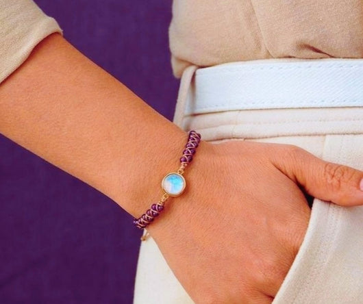 Amethyst and opal beaded bracelet for serenity