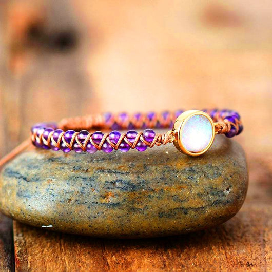 Amethyst and opal beaded bracelet for serenity