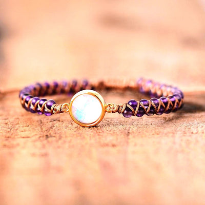Amethyst and opal beaded bracelet for serenity