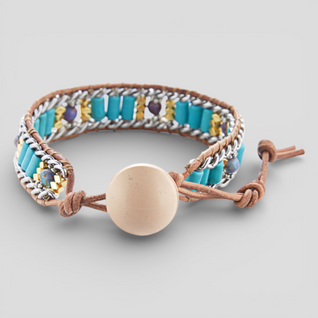 American Turquoise Bohemian Bracelet with Happiness Beads