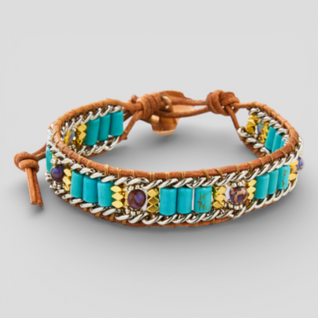 American Turquoise Bohemian Bracelet with Happiness Beads