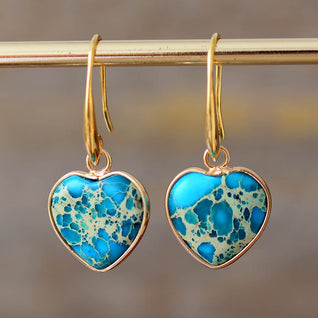 Earrings with energetic Jasper Hearts