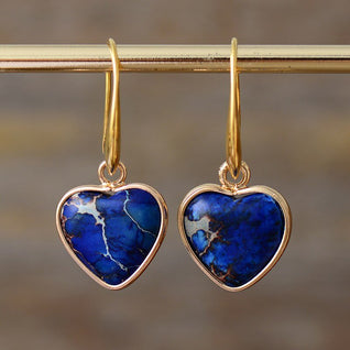 Earrings with energetic Jasper Hearts