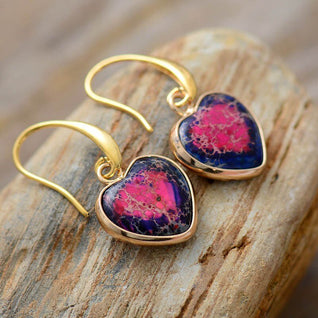 Earrings with energetic Jasper Hearts