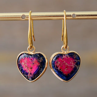 Earrings with energetic Jasper Hearts