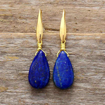 Bold Lapis Lazuli Hook Earrings - Stylish Lapis Lazuli Earrings