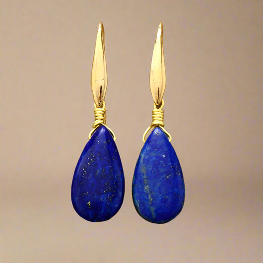 Bold Lapis Lazuli Hook Earrings - Stylish Lapis Lazuli Earrings