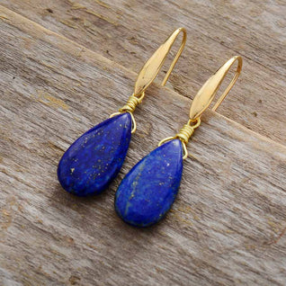 Bold Lapis Lazuli Hook Earrings - Stylish Lapis Lazuli Earrings