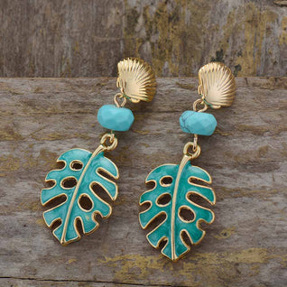 Elegant Monstera Leaf-Shaped Earrings