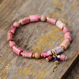 Elegant and authentic natural Rhodonite stone bracelet