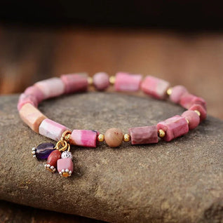 Elegant and authentic natural Rhodonite stone bracelet
