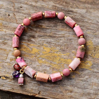 Elegant and authentic natural Rhodonite stone bracelet