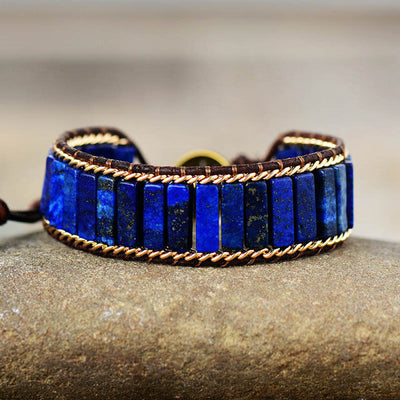 Elegant and Trendy Bohemian Wrap Bracelet in Lapis Lazuli