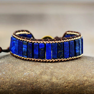 Elegant and Trendy Bohemian Wrap Bracelet in Lapis Lazuli