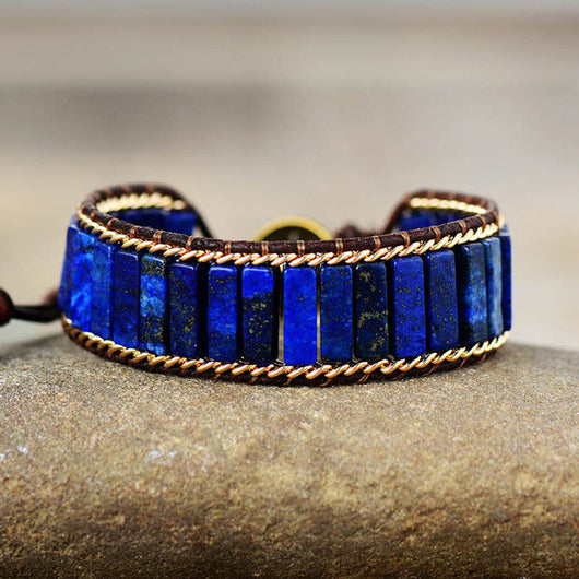 Elegant and Trendy Bohemian Wrap Bracelet in Lapis Lazuli