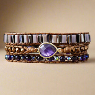 Vegan Envelope Bracelet & Crystals - Natural and Spiritual Elegance