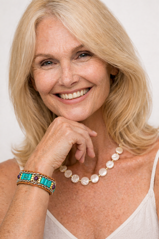 American Turquoise Bohemian Bracelet with Happiness Beads